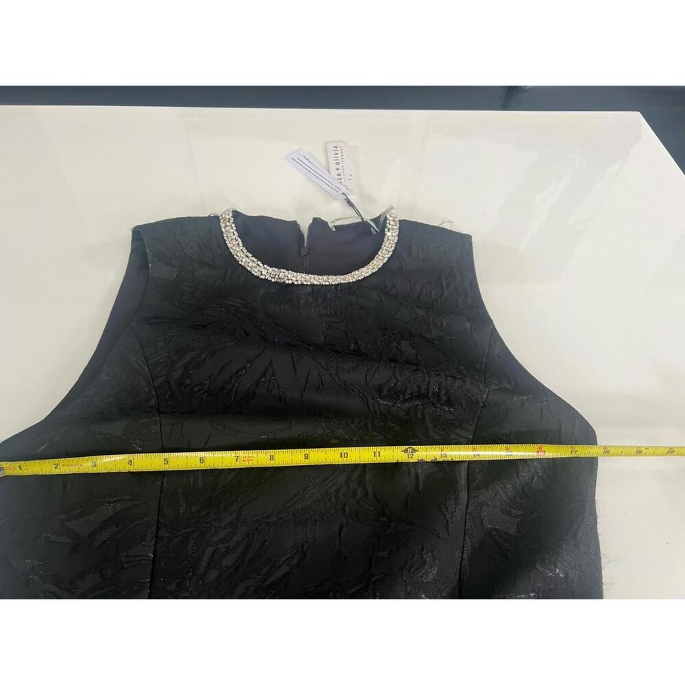 $695 Alice + Olivia Ellis Embellished Mini Black Sleeveless Dress Size 10 - Picture 13 of 14